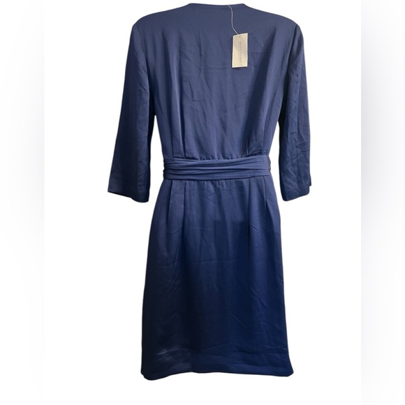 NWT BANANA REPUBLIC Navy Ruched Crossover Front V Neck Dress Sz 0 - Picture 5 of 6
